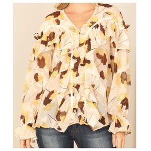 Mazik Floral Ruffle V neck blouse